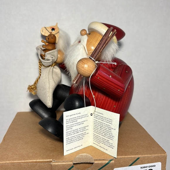 KWO German Incense Smoker Sitting Santa Toy Bag Erzgebirge Germany Christmas NIB - Picture 8 of 14